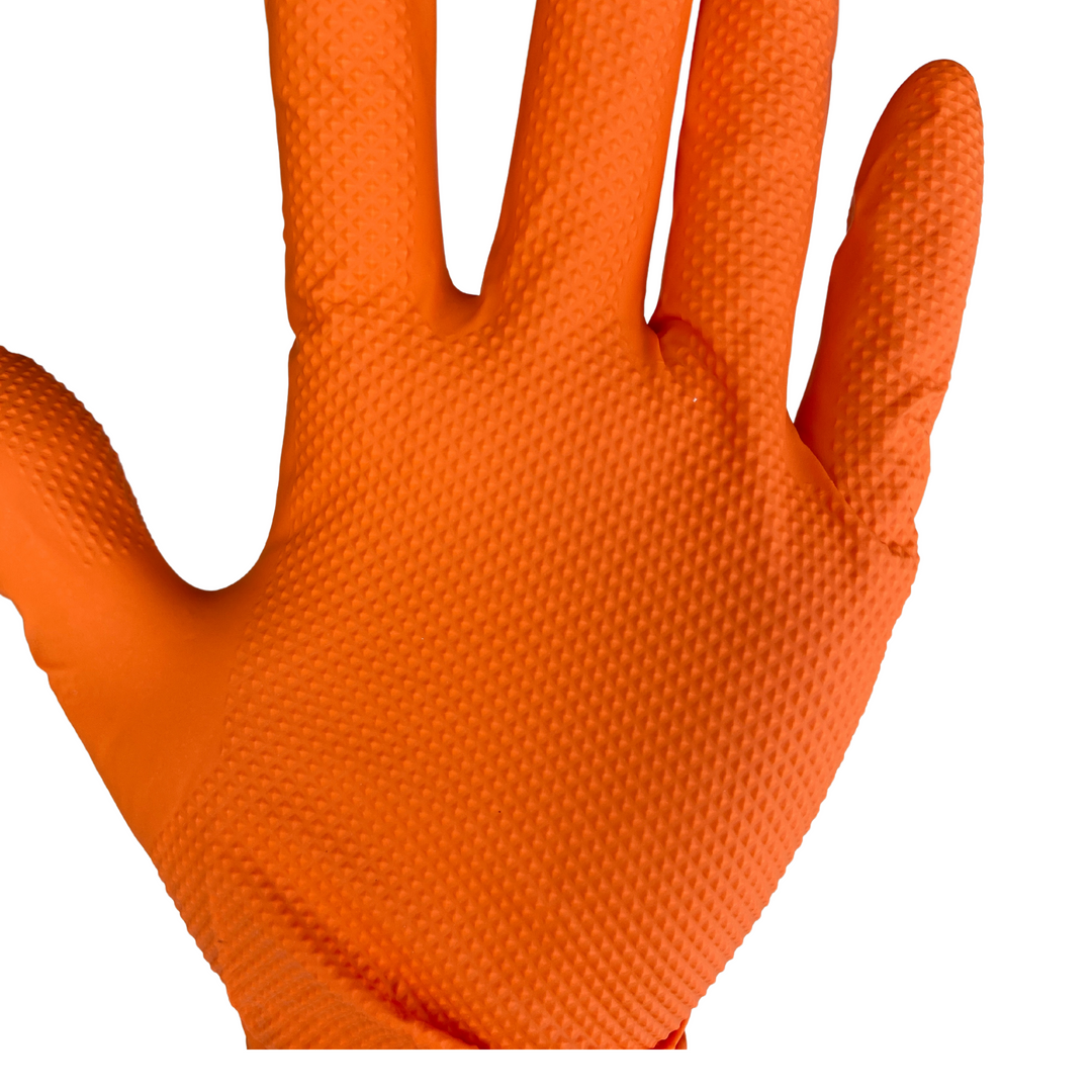 Orange Nitrile Disposable Gloves with Grip - Box of 50