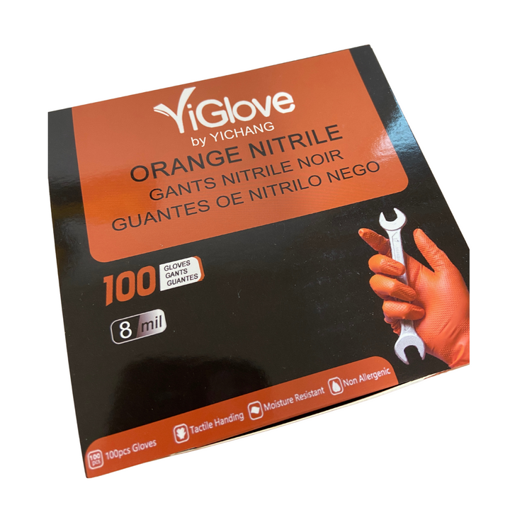 Nitrile Heavy Duty Tough Grip Texture Disposable Orange Gloves - 100 pack SIZE SMALL