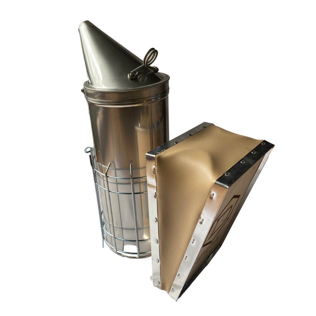 Dadant Smoker 4 x 10 Stainless Steel with Shield - Large