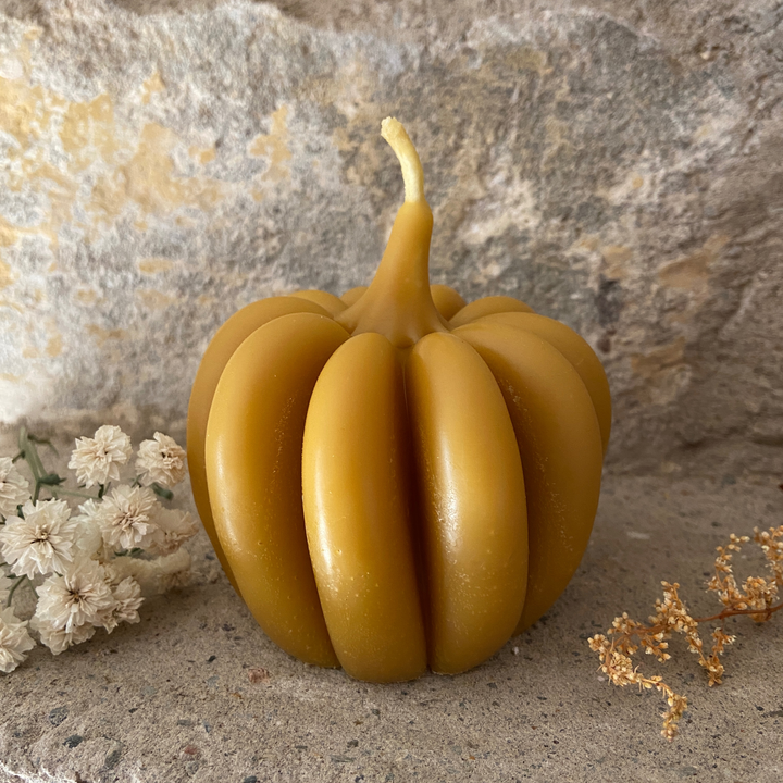 Pumpkin Shaped Autumn Beeswax Candle