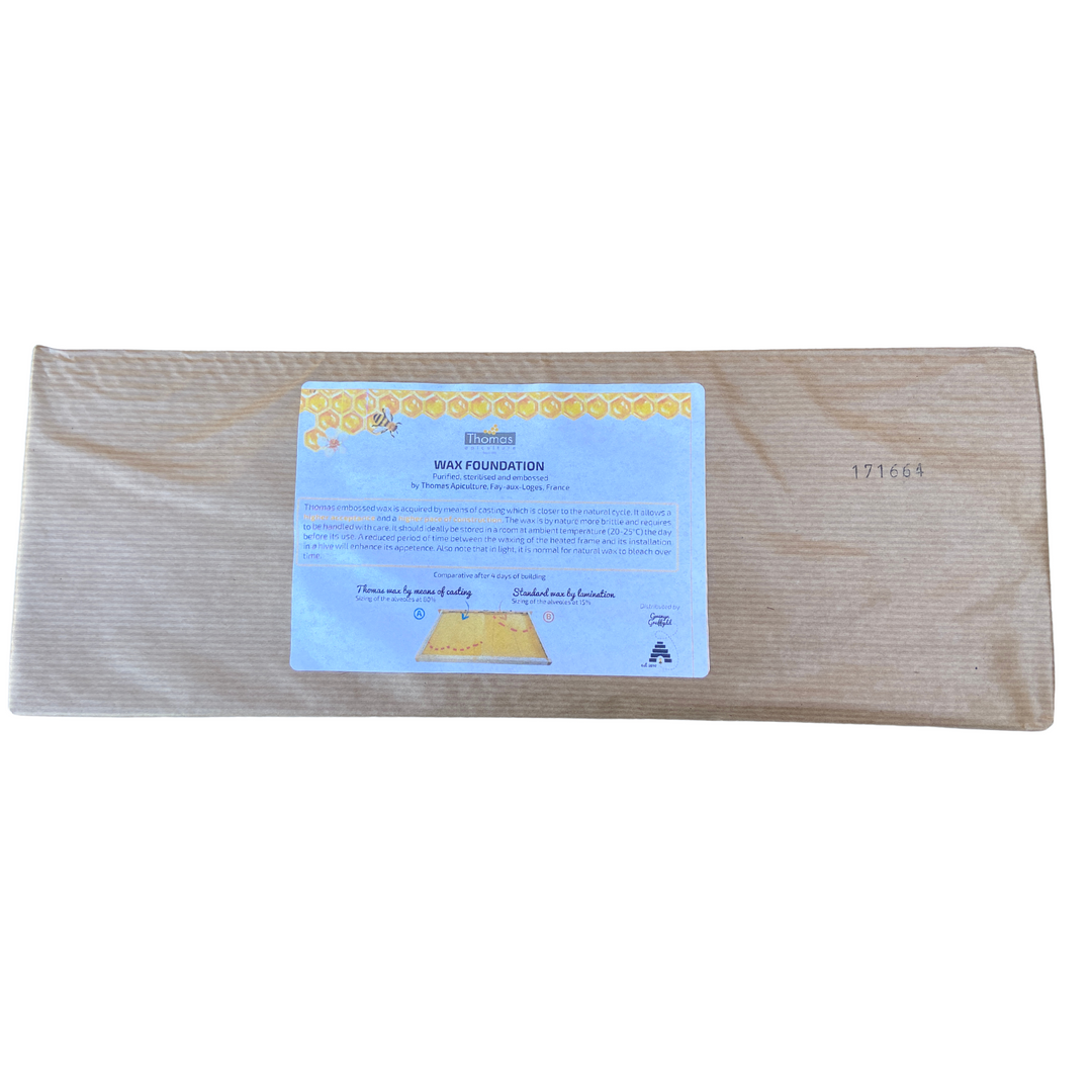 Embossed Shallow Unwired BS National Beeswax Wax Foundation -Pack of 20  - Thomas Apiculture