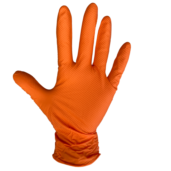 Orange Nitrile Disposable Gloves with Grip - Box of 50