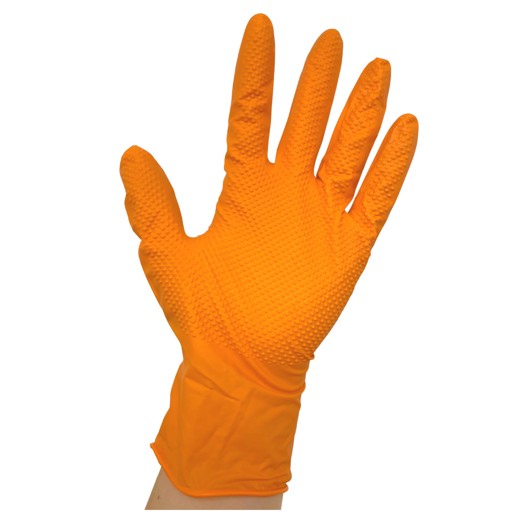 Nitrile Heavy Duty Tough Grip Texture Disposable Orange Gloves - 100 pack SIZE SMALL