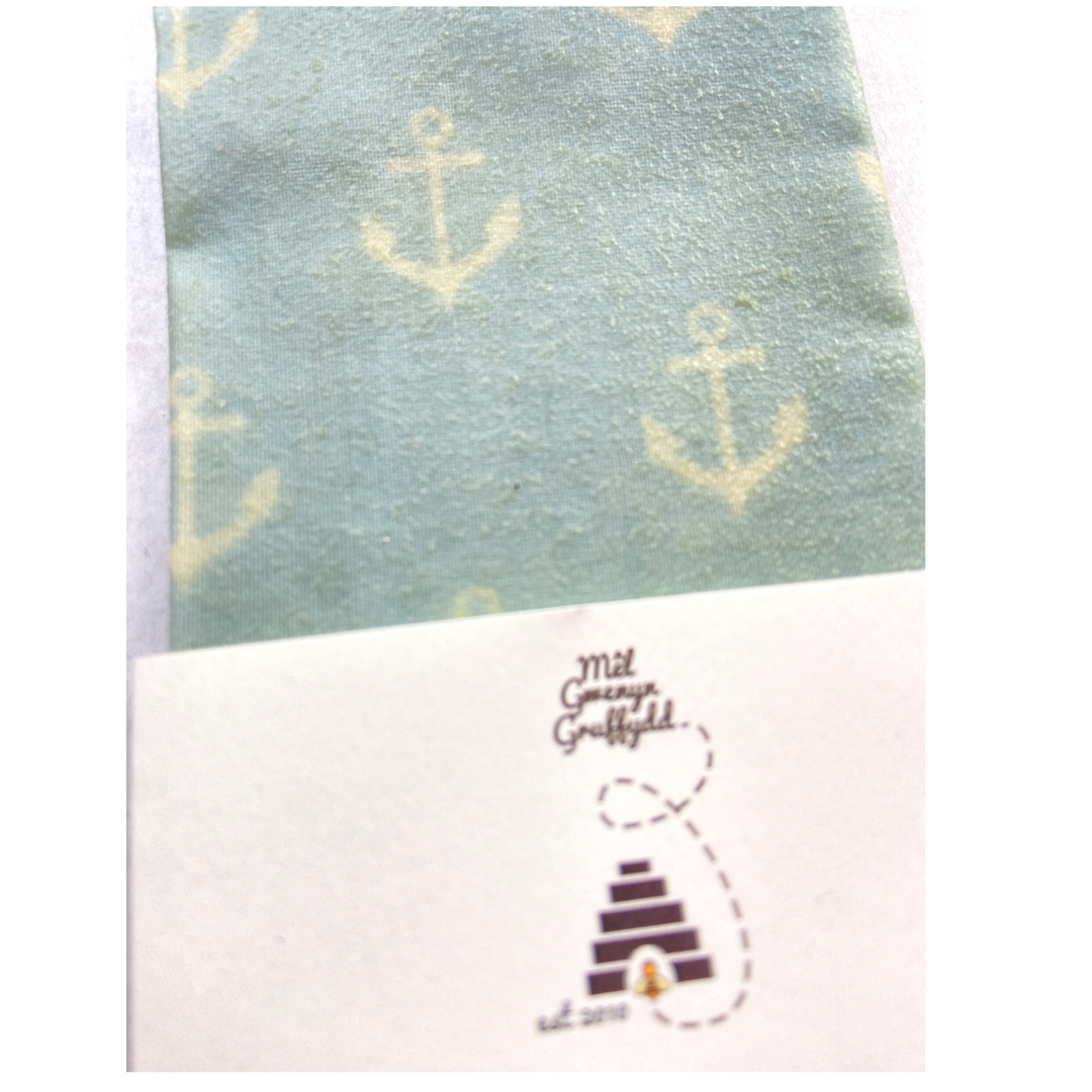 Baby Blue Anchor Reusable Cotton Beeswax Food Wrap 30cm x 30cm