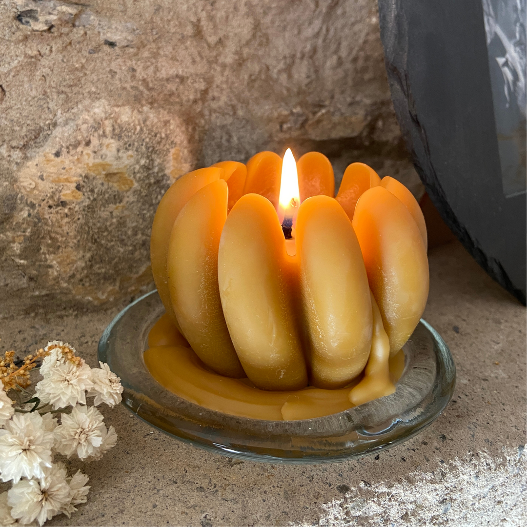 Pumpkin Shaped Autumn Beeswax Candle