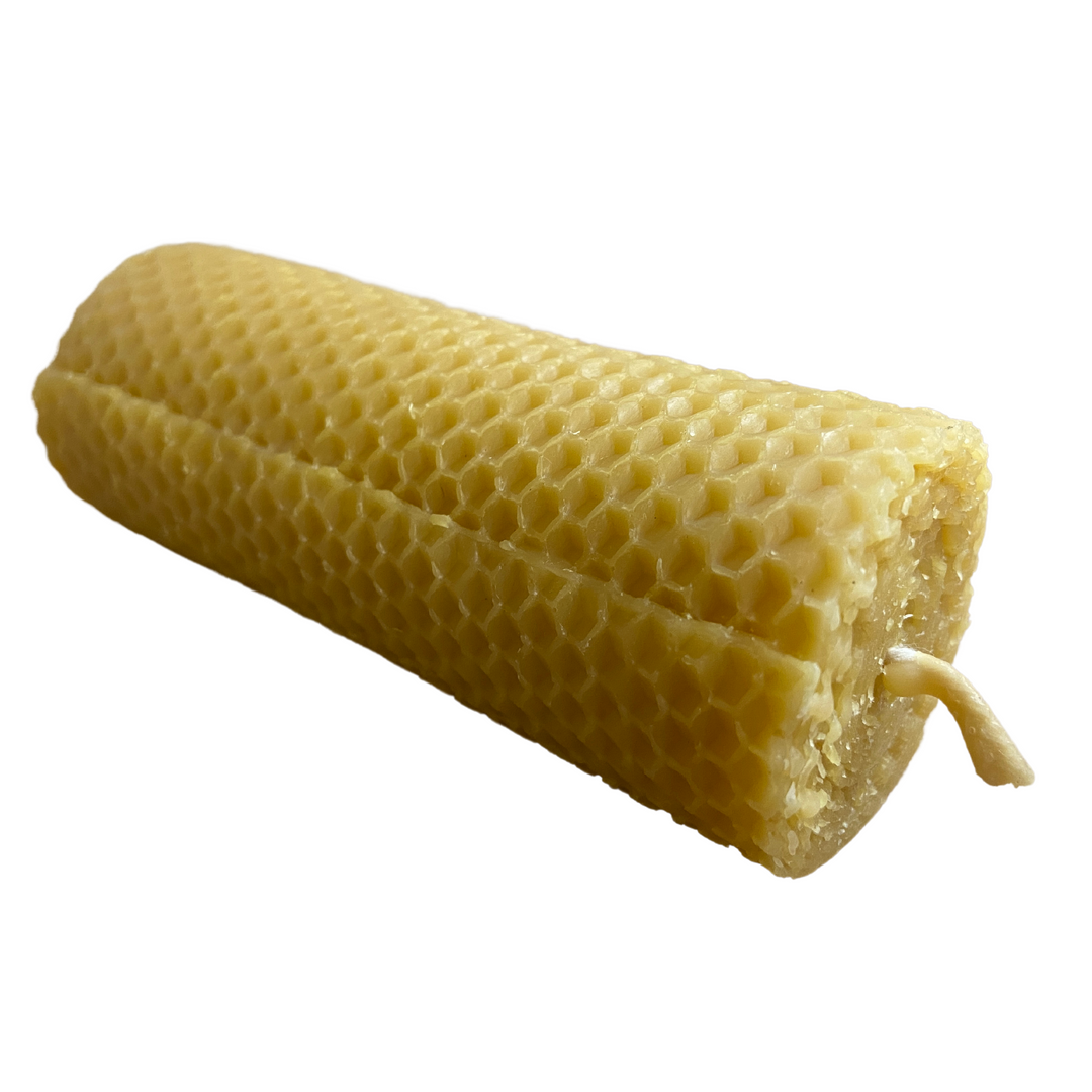 Rolled Effect Pillar Solid Beeswax Candle with Cotton Wick