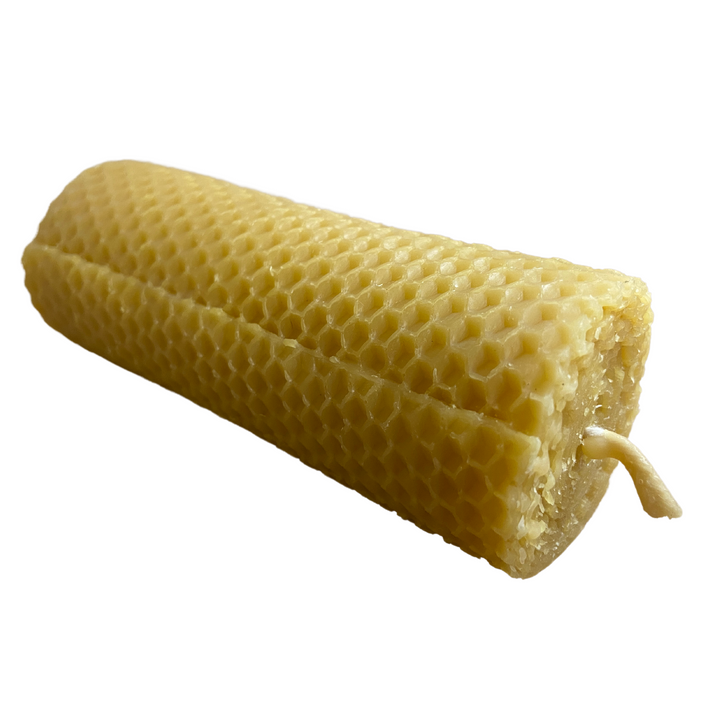 Rolled Effect Pillar Solid Beeswax Candle with Cotton Wick
