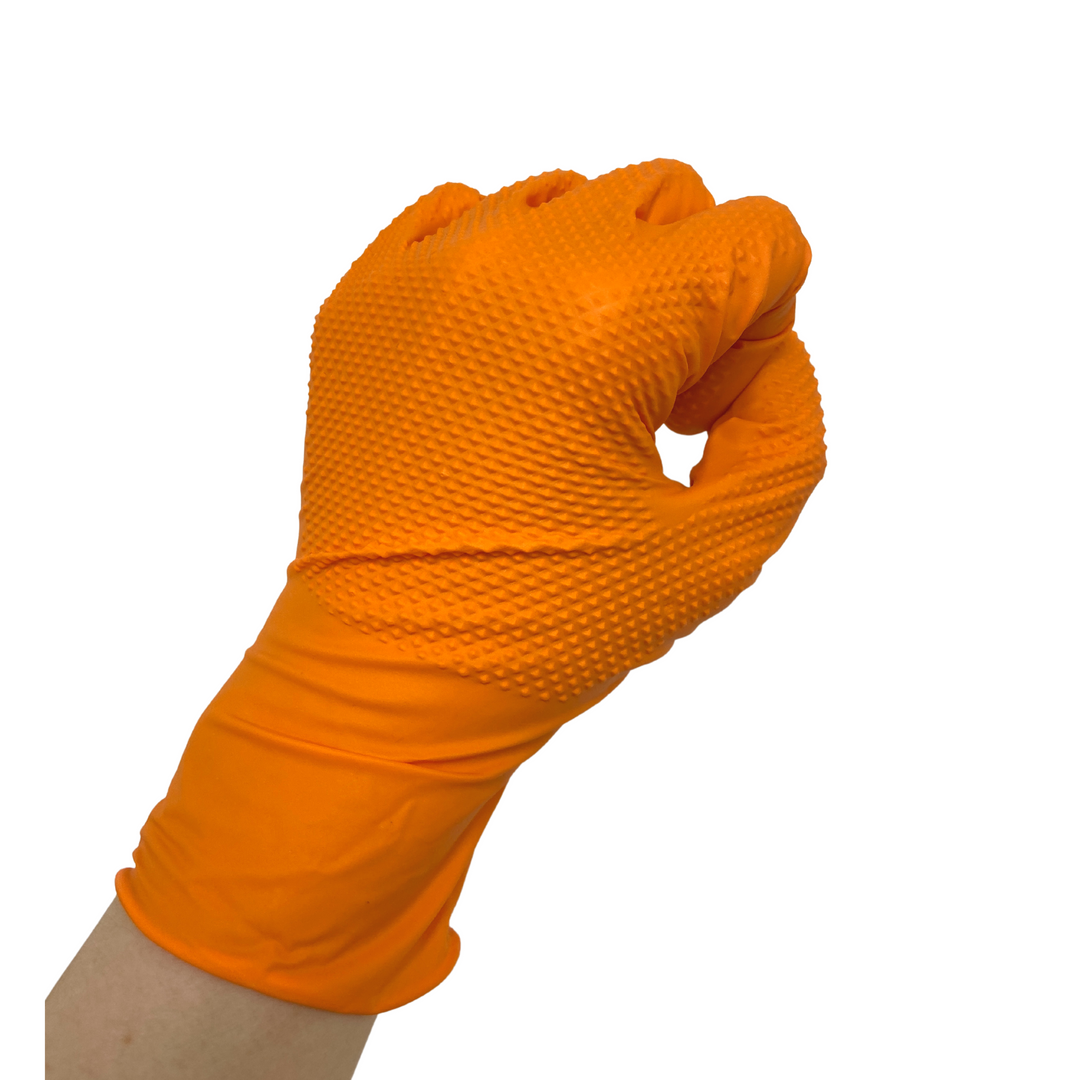 Nitrile Heavy Duty Tough Grip Texture Disposable Orange Gloves - 100 pack SIZE SMALL
