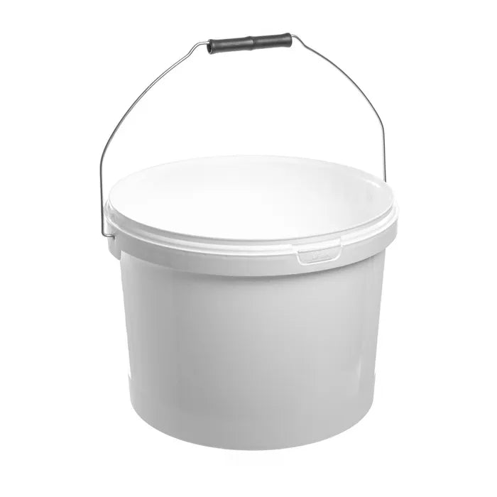 10 Litre (30lb Honey Bucket) White Plastic Tamper Evident Bucket with Metal Handle
