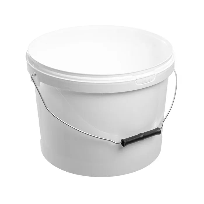 10 Litre (30lb Honey Bucket) White Plastic Tamper Evident Bucket with Metal Handle
