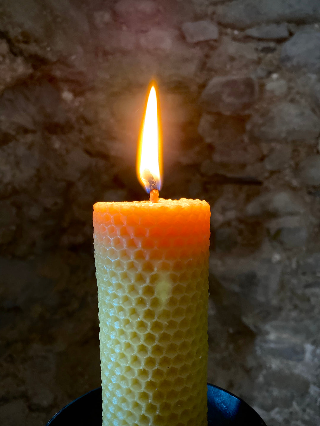 Rolled Effect Pillar Solid Beeswax Candle with Cotton Wick