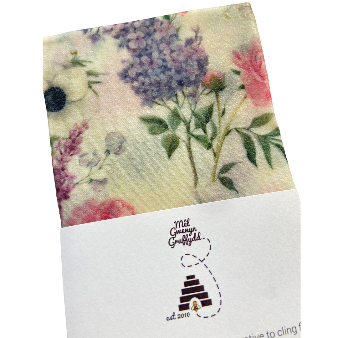 Floral Reusable Cotton Beeswax Food Wrap 30cm x 30cm