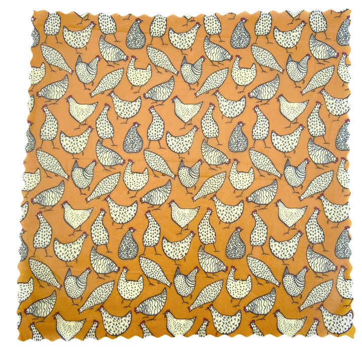 Chickens Hens Reusable Cotton Beeswax Food Wrap Medium, 30cm x 30cm
