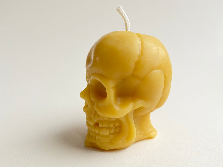 Small Beeswax Skull Candle – Handmade Halloween Candle