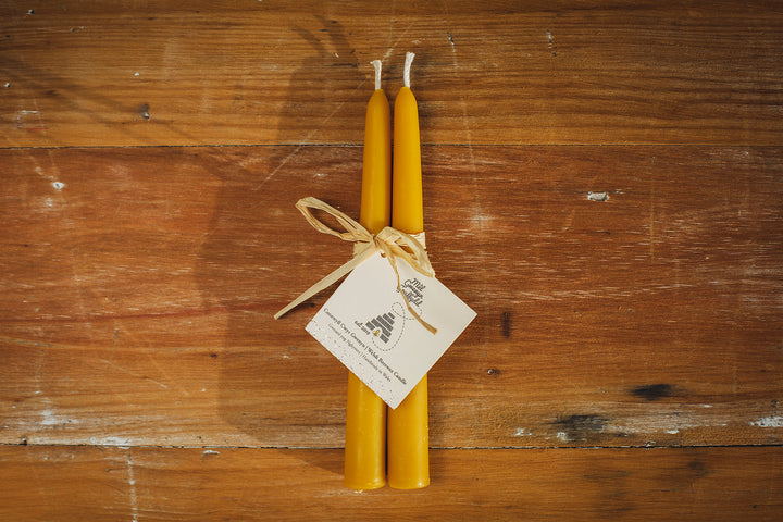 Tapered Pure Beeswax Candles Gift Set - Pair of Dinner Candles