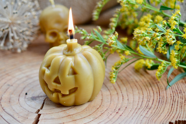Halloween Jack O’Lantern Beeswax Pumpkin Candle