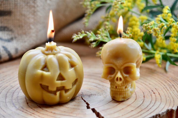 Halloween Beeswax Candle Gift Set – Pumpkin &amp; Skull