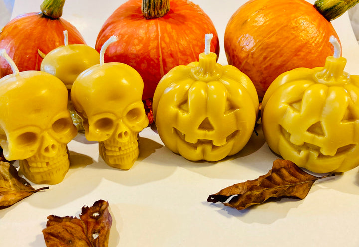 Halloween Beeswax Candle Gift Set – Pumpkin &amp; Skull
