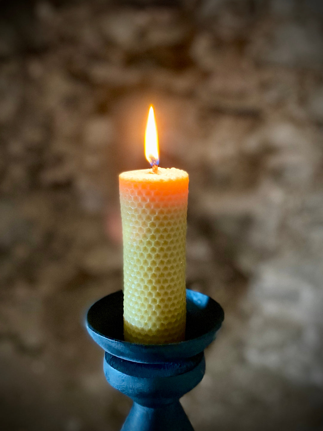 Rolled Effect Pillar Solid Beeswax Candle with Cotton Wick