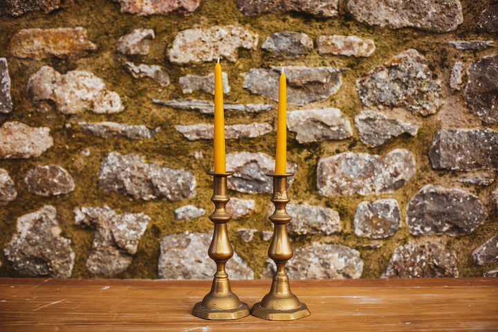 Tapered Pure Beeswax Candles Gift Set - Pair of Dinner Candles