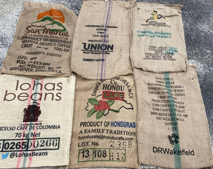 Used Coffee Hessian Bags Sack - Smoker Fuel - Choose Quantity