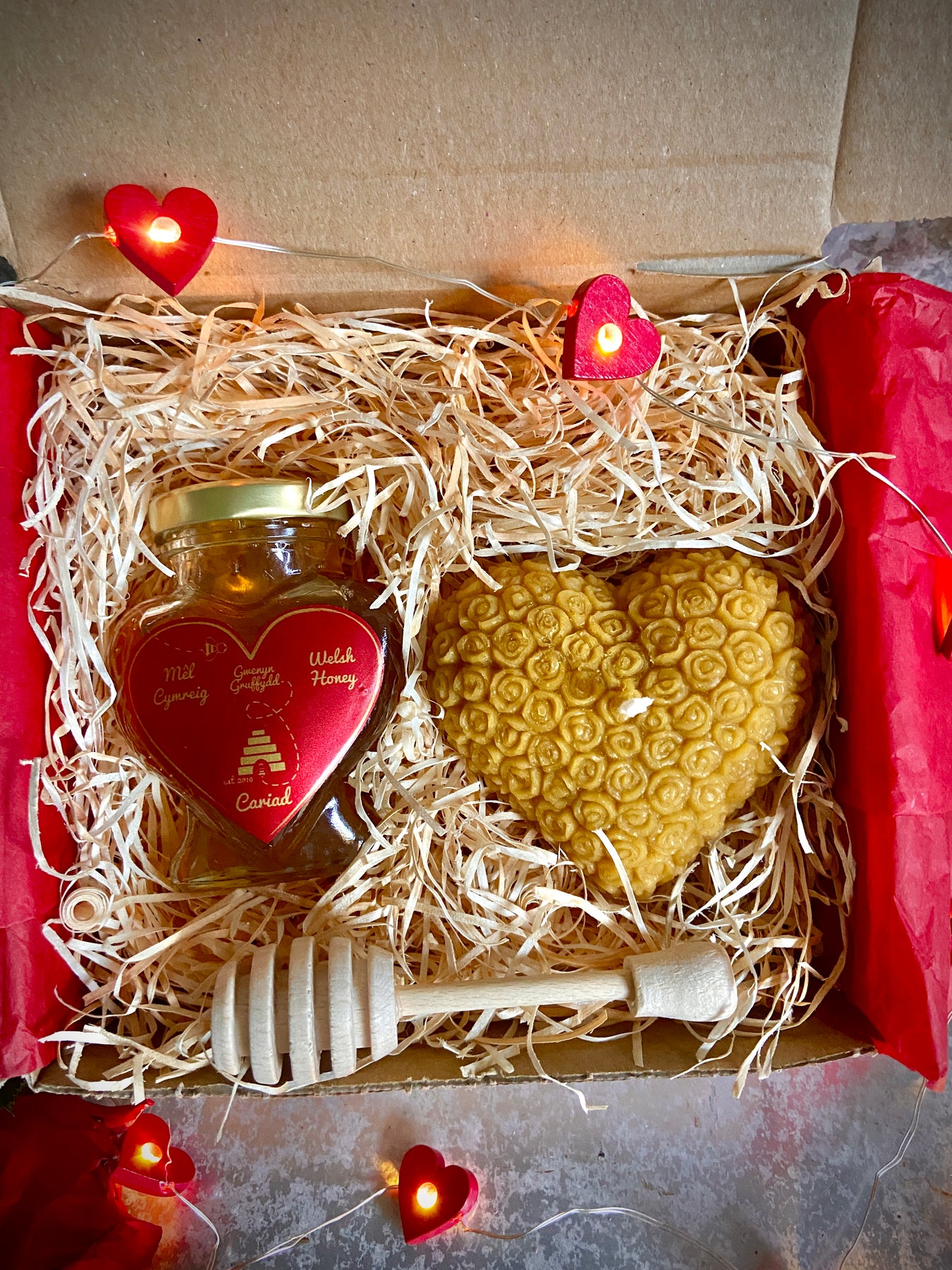 Valentines Candles - Box of 9 Little Heart Shaped Beeswax Candles