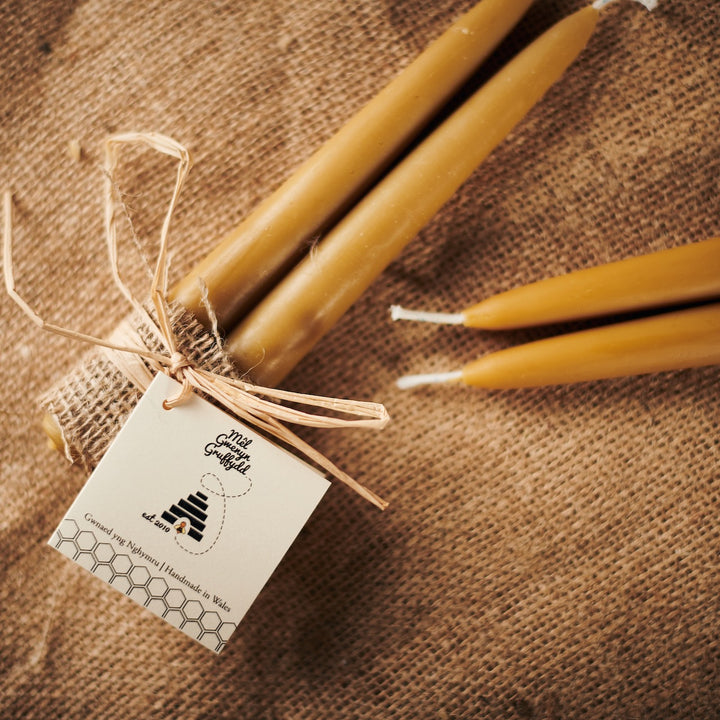 Tapered Pure Beeswax Candles Gift Set - Pair of Dinner Candles