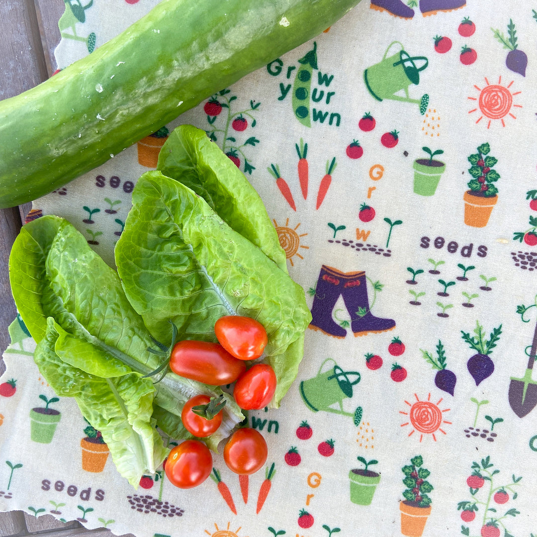 Vegetable Gardening Reusable Cotton Beeswax Food Wrap Medium, 30cm x 30cm