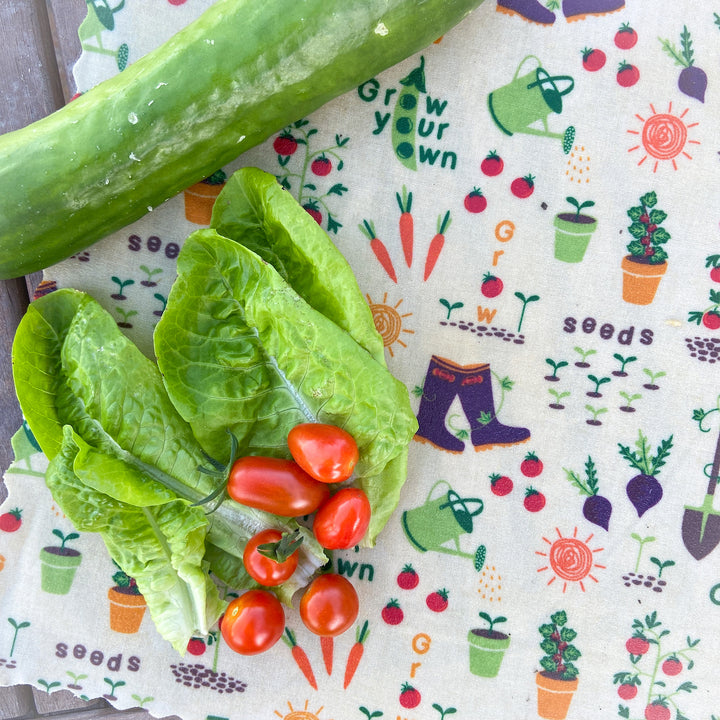 Vegetable Gardening Reusable Cotton Beeswax Food Wrap Medium, 30cm x 30cm