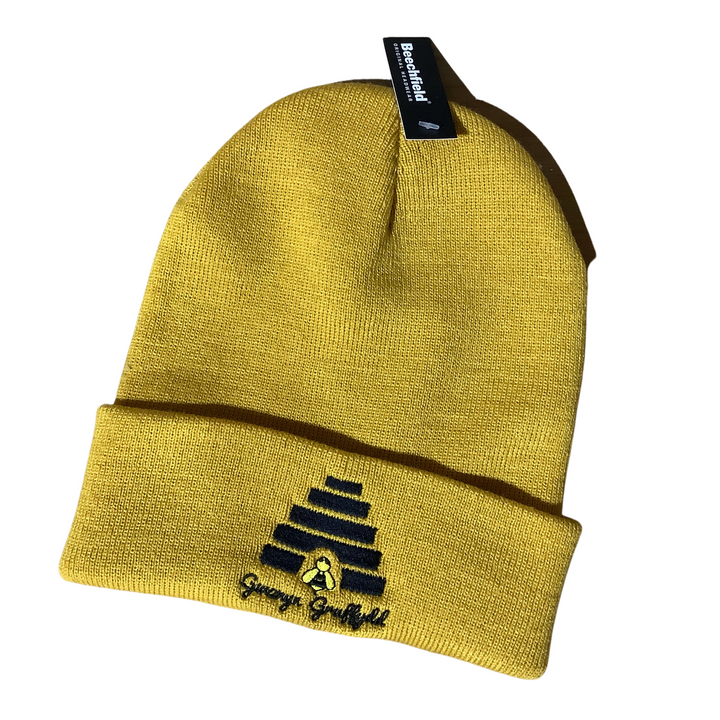 Gwenyn Gruffydd Mustard Yellow Winter Cuffed Beanie Hat