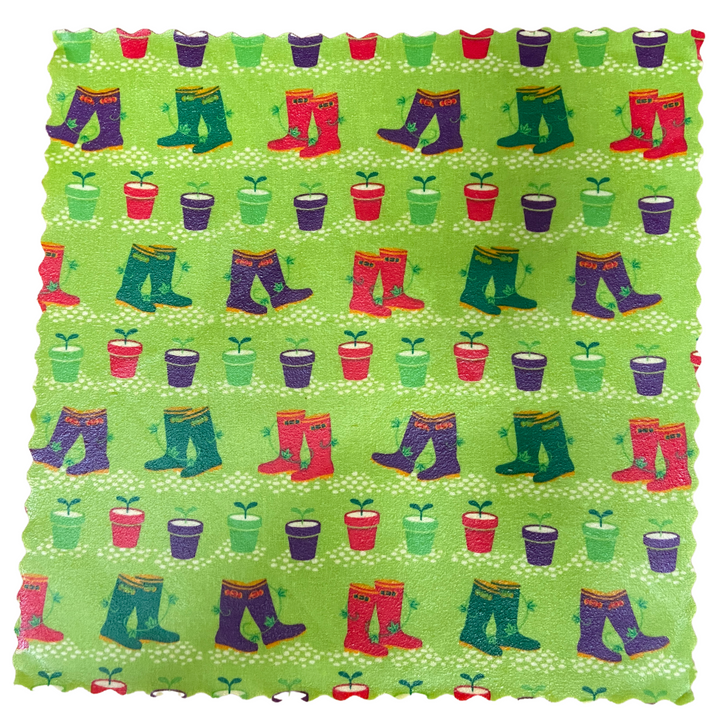 Wellington Boots Wellies Gardening Reusable Cotton Beeswax Food Wrap Medium, 30cm x 30cm