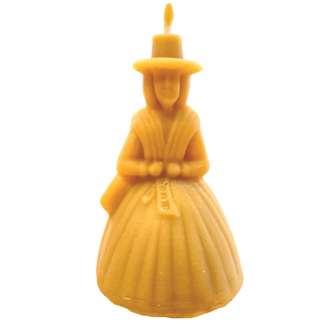 'Gwenllian' - Large Pure Beeswax Candle of a Welsh Lady - Ladi Fach Gymraeg